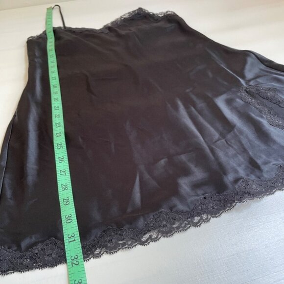 Victorias Secret Satin Slip Dress M Lace Trim Dark Romantic Whimsigoth Intimate - Picture 11 of 13